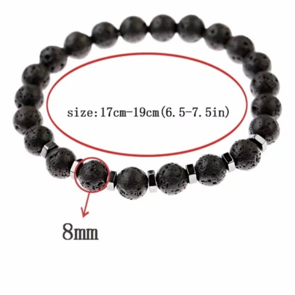 Hematite & Volcanic Lava Stone Bracelet - Picture 5 of 7